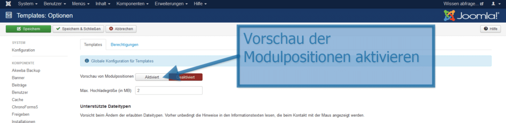 Inetgestaltung Joomla Modulpositionsvorschau